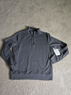 George Men’s Grey Knit Terry Quarter-Zip Pullover Sweater Medium